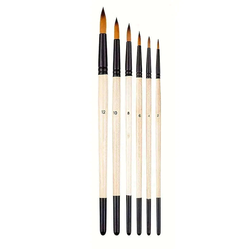 6-Piece Artist Paint Brushes Set-6pcsBlackFlat