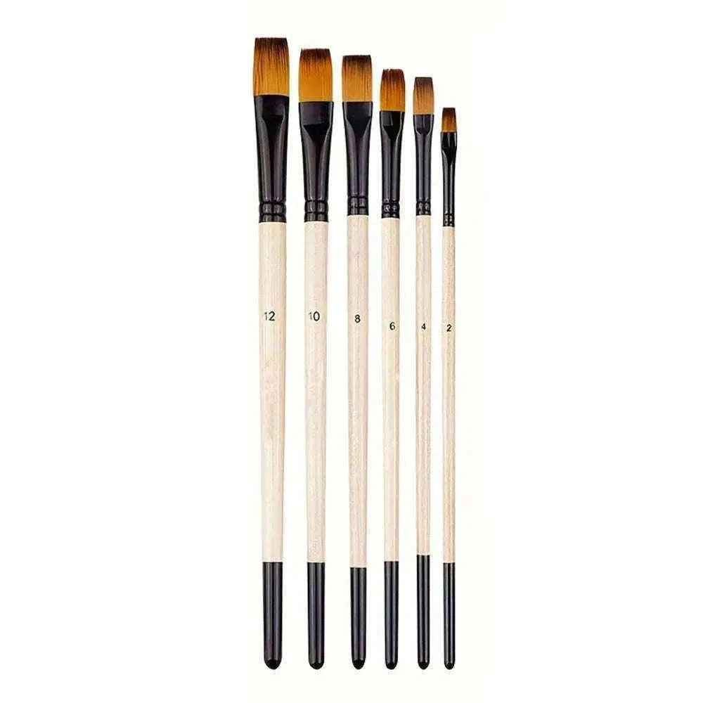 6-Piece Artist Paint Brushes Set-6pcsBlackFlat