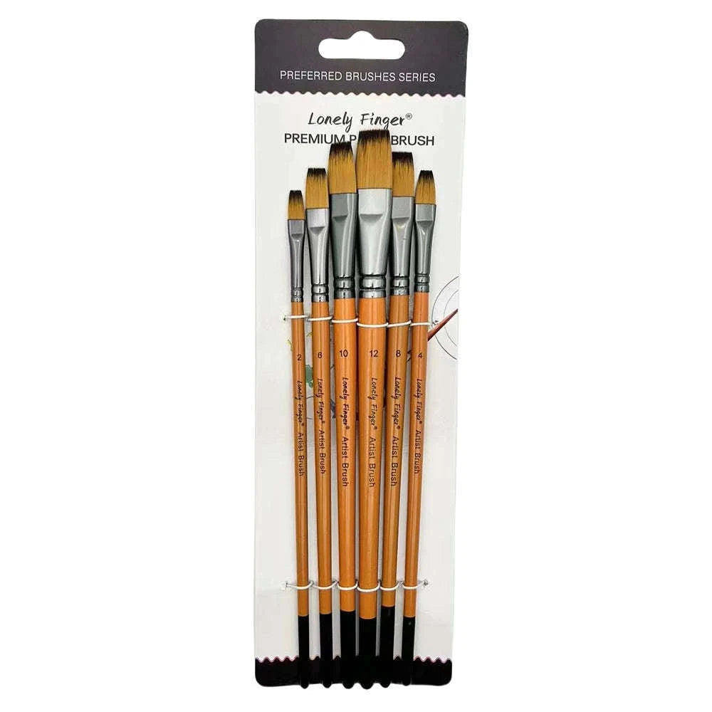 6-Piece Artist Paint Brushes Set-6pcsBlackFlat