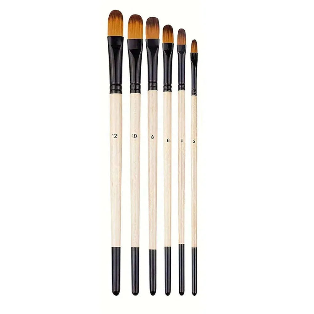 6-Piece Artist Paint Brushes Set-6pcsBlackFlat