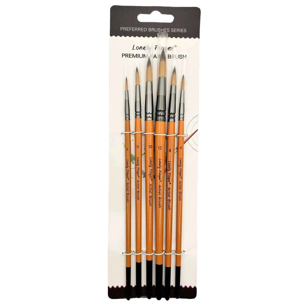 6-Piece Artist Paint Brushes Set-6pcsBlackFlat