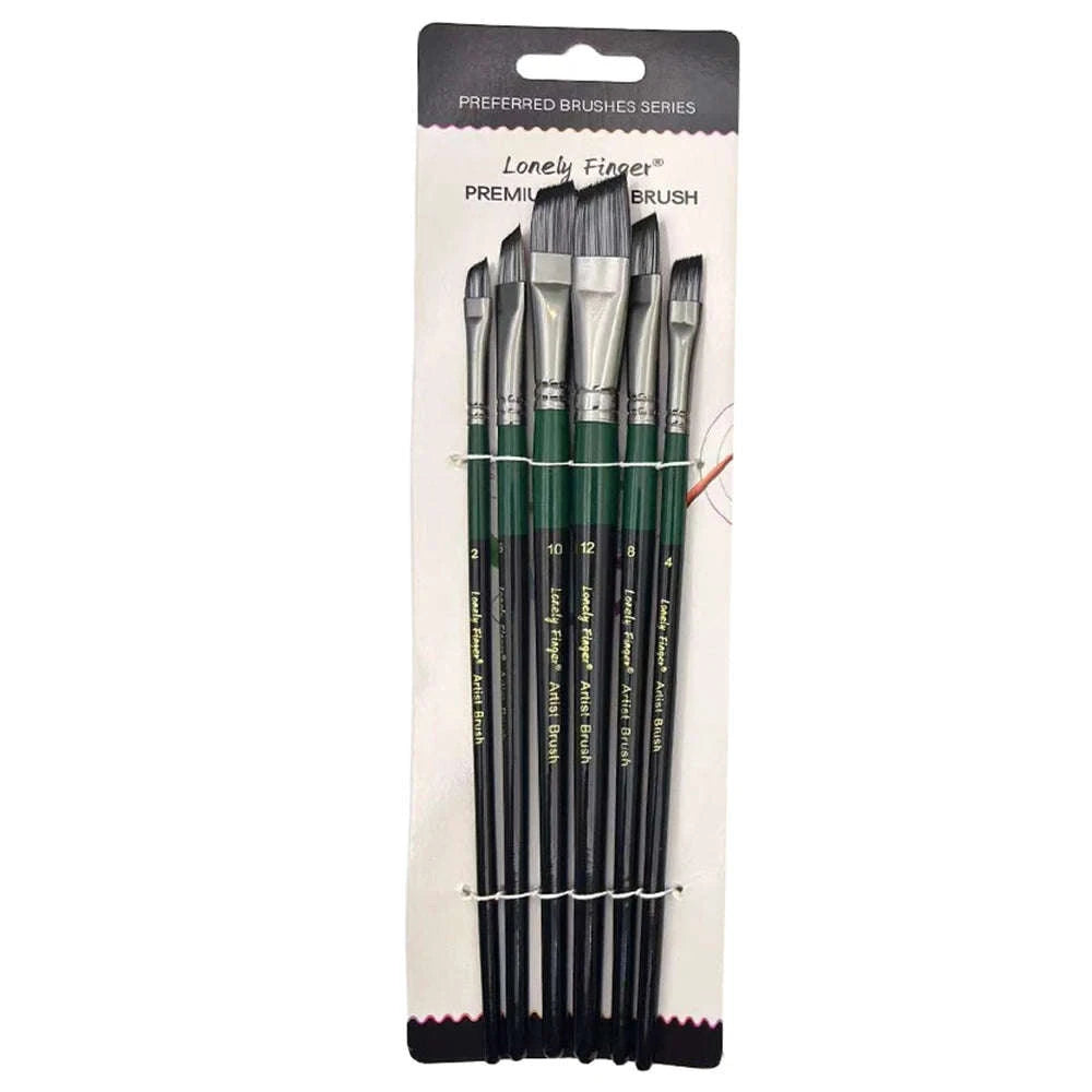 6-Piece Artist Paint Brushes Set-6pcsBlackFlat