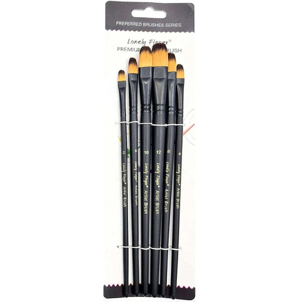 6-Piece Artist Paint Brushes Set-6pcsBlackFlat