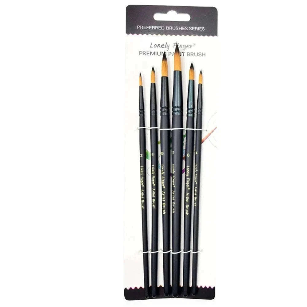6-Piece Artist Paint Brushes Set-6pcsBlackFlat