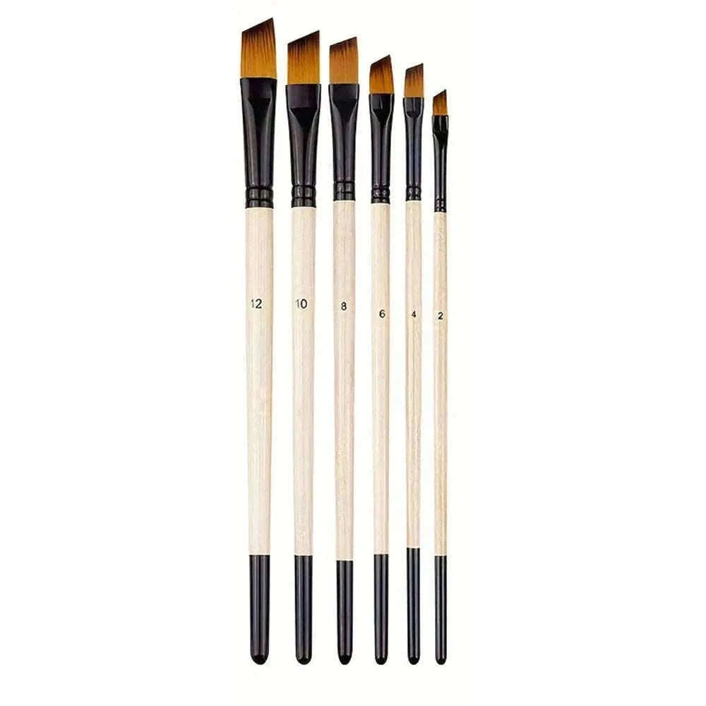 6-Piece Artist Paint Brushes Set-6pcsBlackFlat