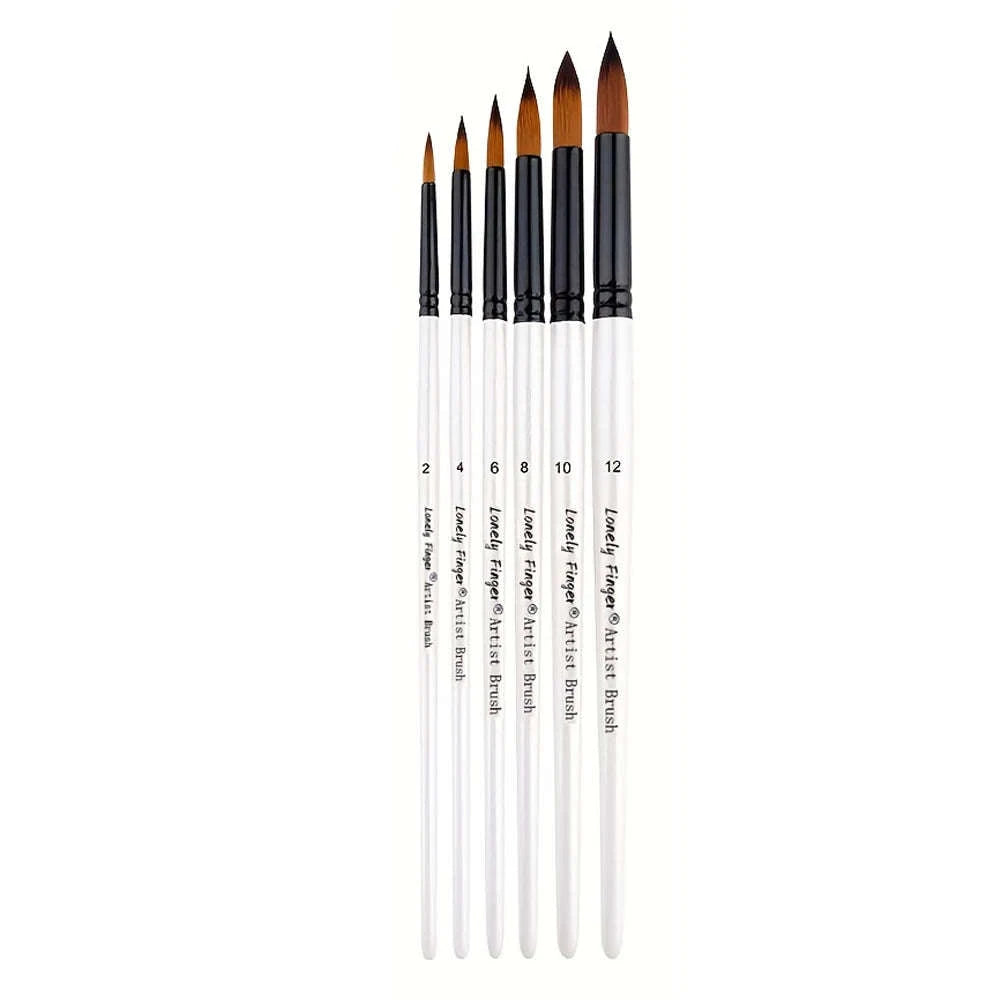 6-Piece Artist Paint Brushes Set-6pcsBlackFlat