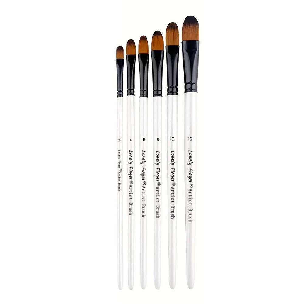 6-Piece Artist Paint Brushes Set-6pcsBlackFlat