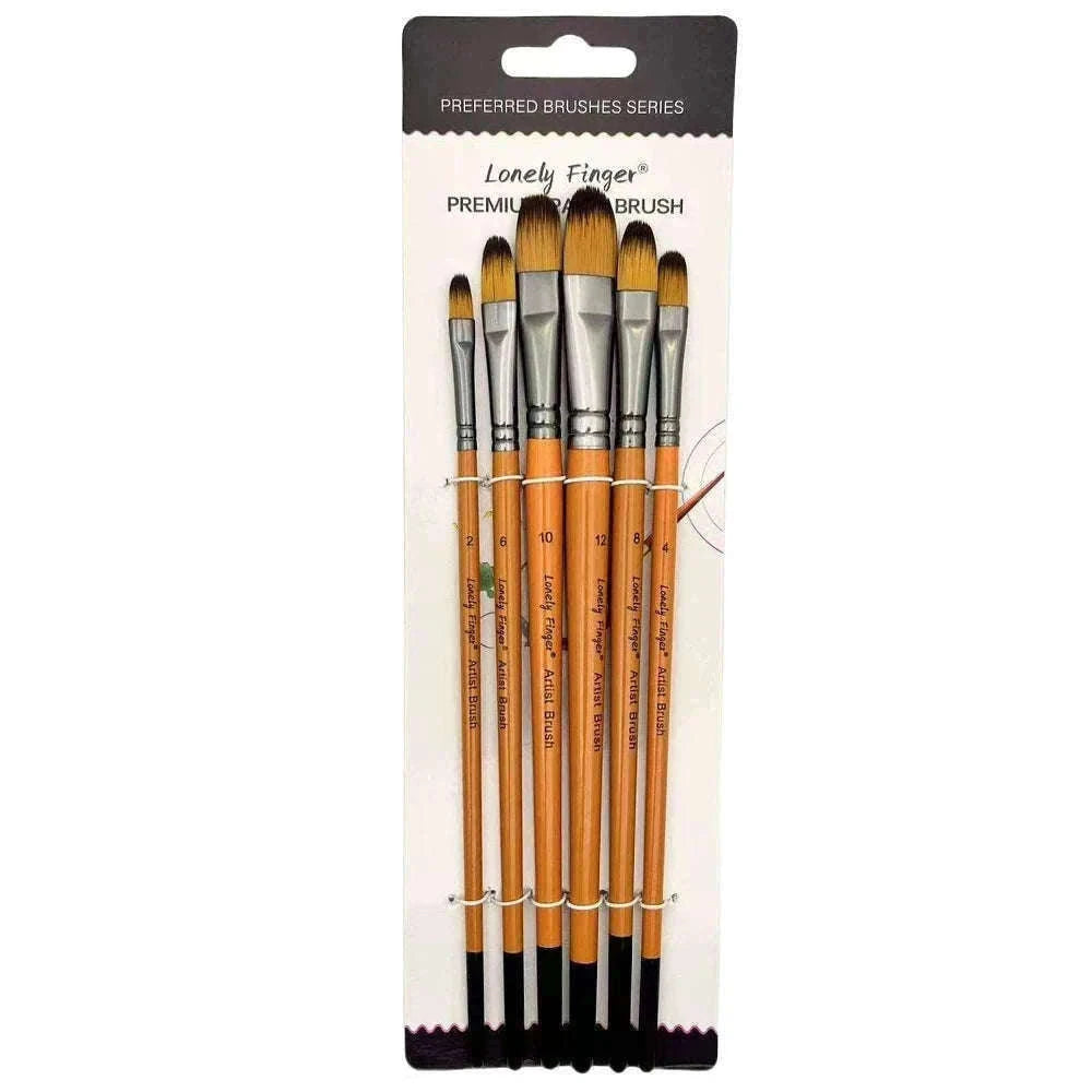 6-Piece Artist Paint Brushes Set-6pcsBlackFlat