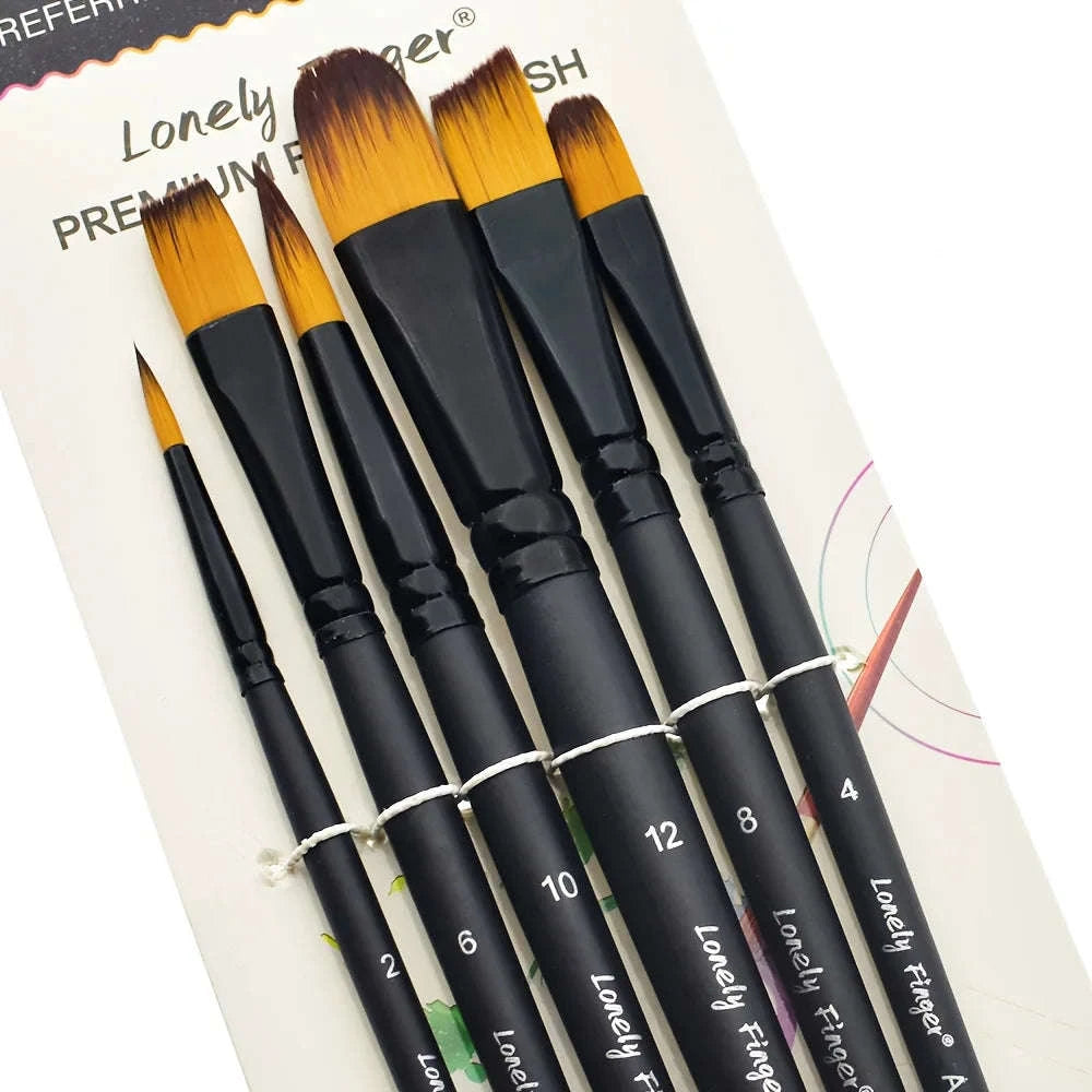 6-Piece Artist Paint Brushes Set-6pcsBlackFlat