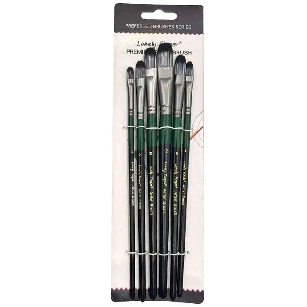 6-Piece Artist Paint Brushes Set-6pcsBlackFlat