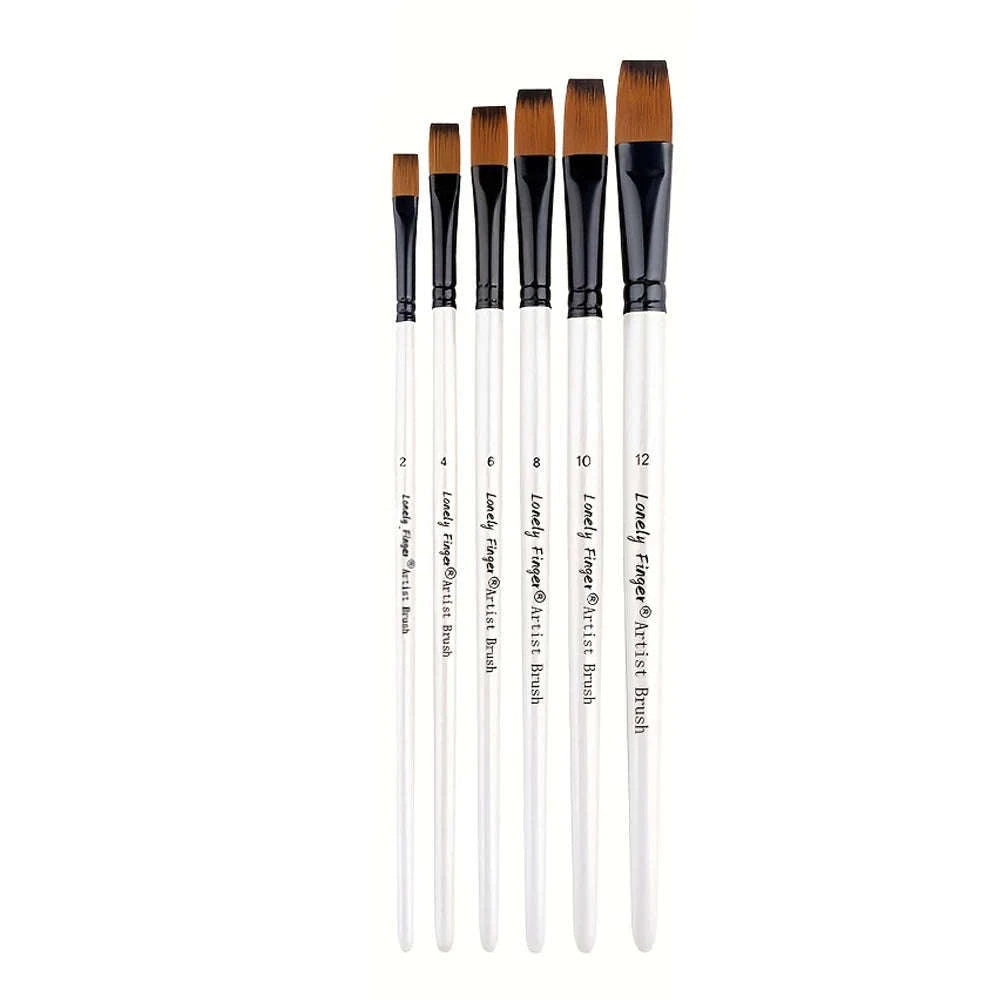 6-Piece Artist Paint Brushes Set-6pcsBlackFlat