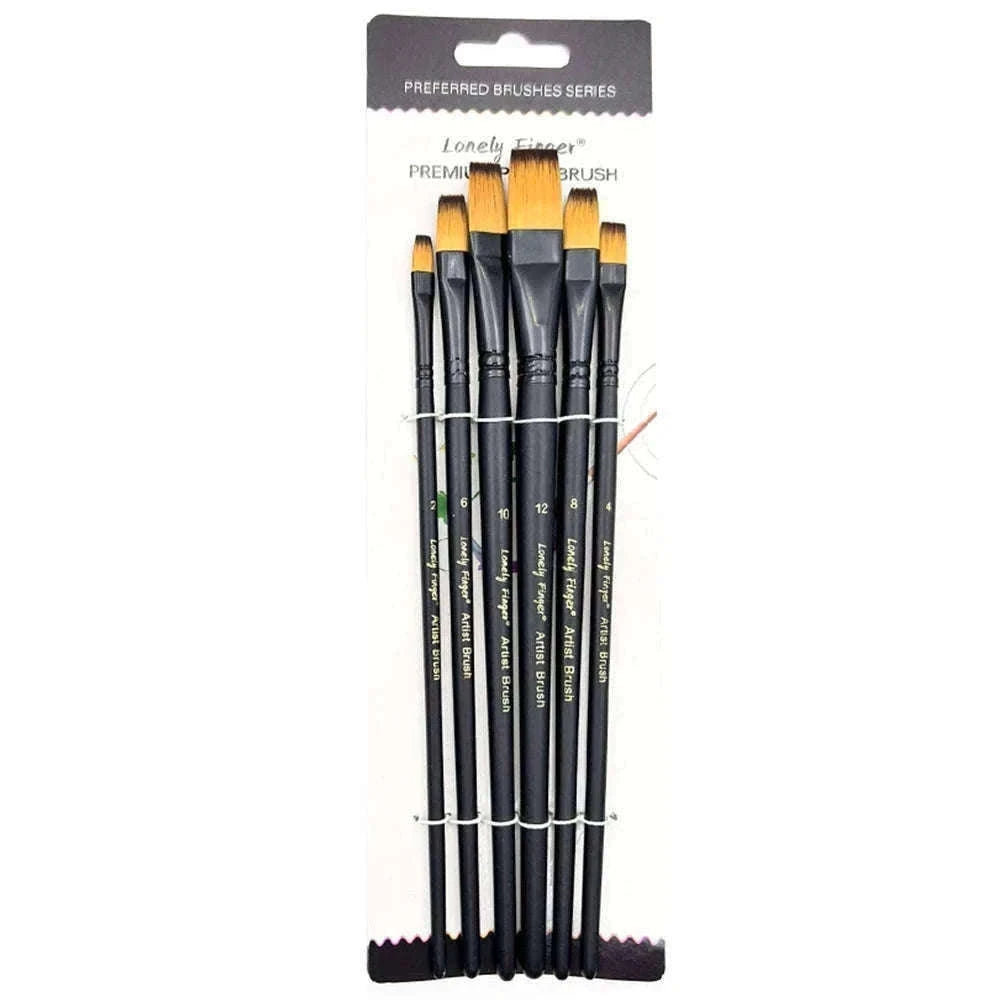 6-Piece Artist Paint Brushes Set-6pcsBlackFlat
