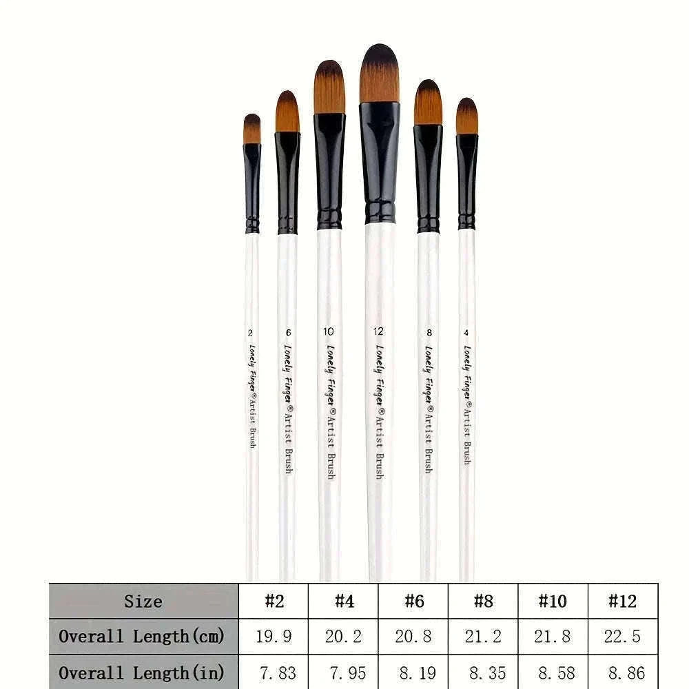 6-Piece Artist Paint Brushes Set-6pcsBlackFlat