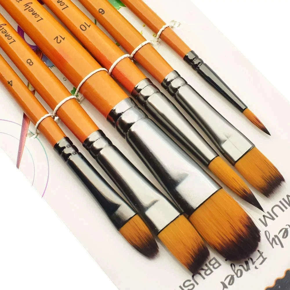 6-Piece Artist Paint Brushes Set-6pcsBlackFlat