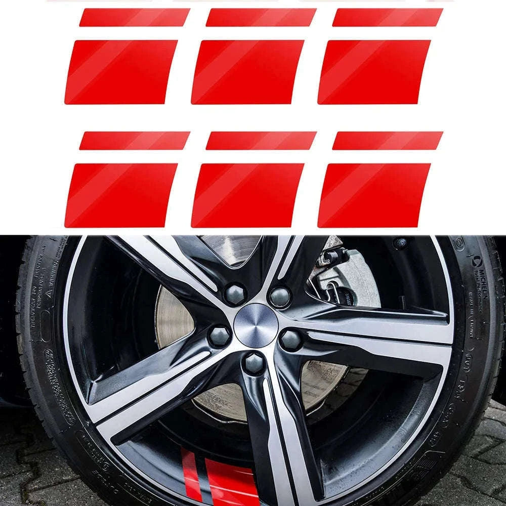 6-Piece Car Wheel Hub Stickers for a Sharper Wheel Look-WHITE