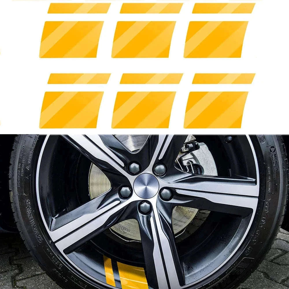 6-Piece Car Wheel Hub Stickers for a Sharper Wheel Look-WHITE