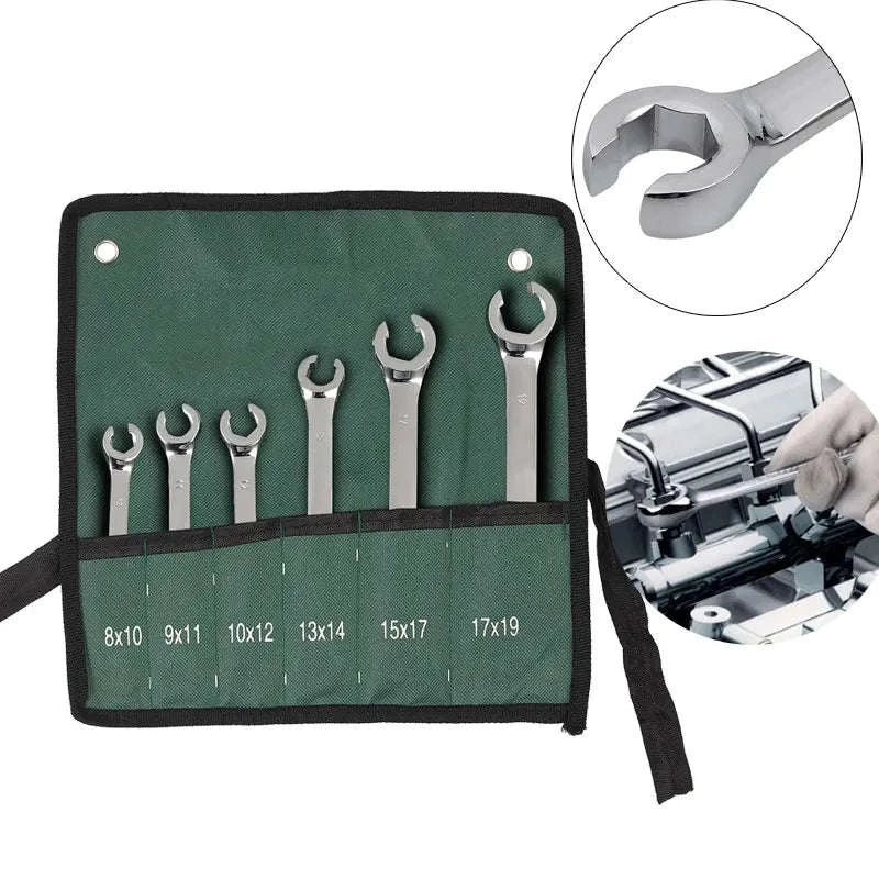 6-Piece Combination Flare Wrench Set for Brake and Fuel Lines-Silver / Russian Federation