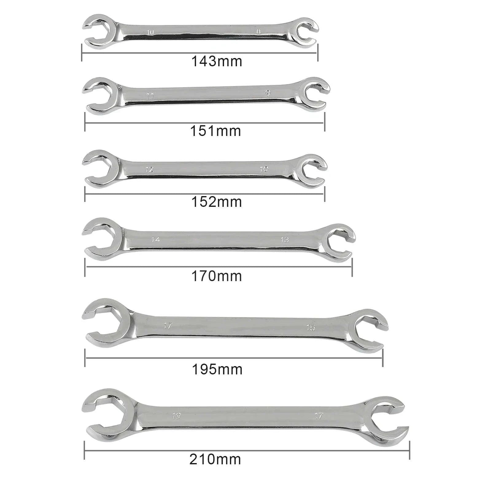 6-Piece Combination Flare Wrench Set for Brake and Fuel Lines-Silver / Russian Federation