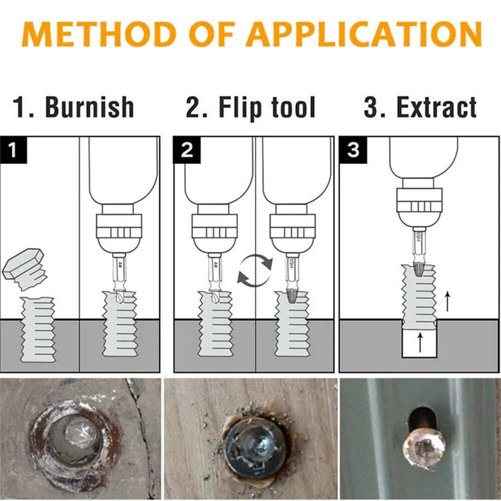 6-Piece Damaged Screw Extractor Set for Broken Bolts and Screws-United States / 6pcs
