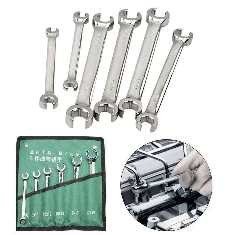 6-Piece Flare Wrench Set for Brake and Fuel Lines-Silver / Russian Federation