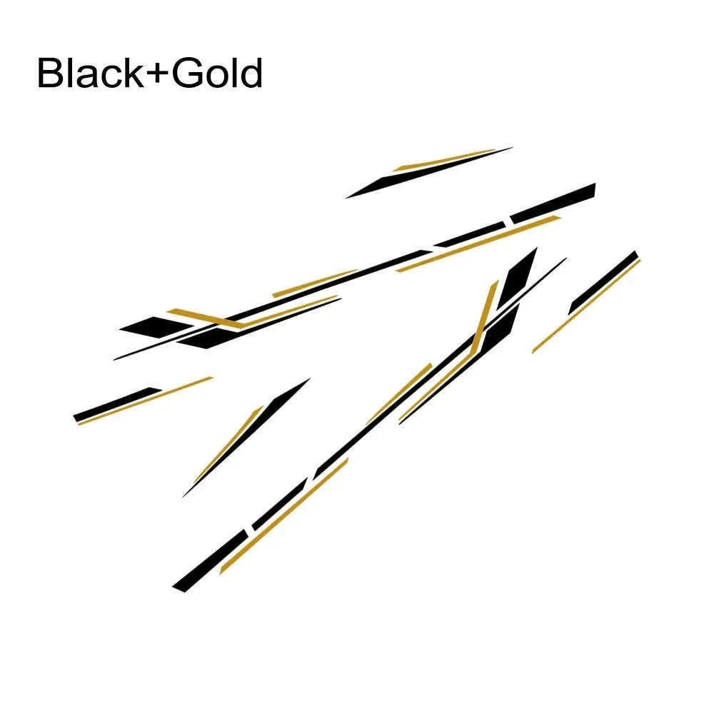 6 Piece Motorhome Stripe Vinyl Stickers for RV, Caravan & Camper Van-Black Gold