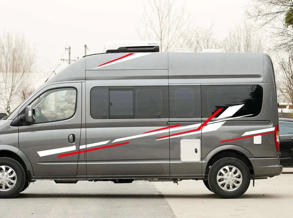 6 Piece Motorhome Stripe Vinyl Stickers for RV, Caravan & Camper Van-Black Gold