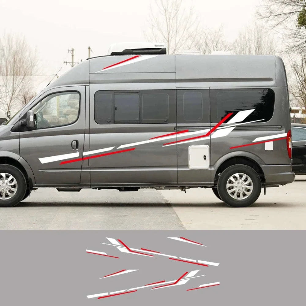 6 Piece Motorhome Stripe Vinyl Stickers for RV, Caravan & Camper Van-Black Gold