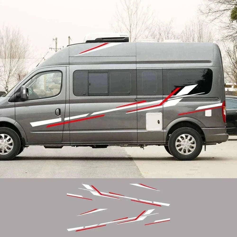 6 Piece Motorhome Stripe Vinyl Stickers for RV, Caravan & Camper Van-Black Gold