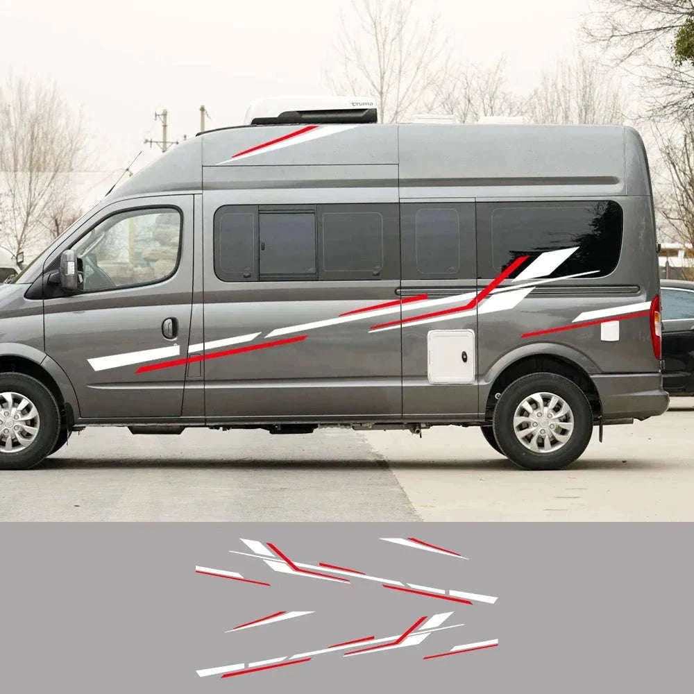 6 Piece Motorhome Stripe Vinyl Stickers for RV, Caravan & Camper Van-Black Gold
