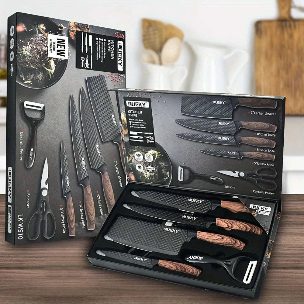 6-Piece Stainless Steel Kitchen Knife Set with Gift Box-United States / 6piece