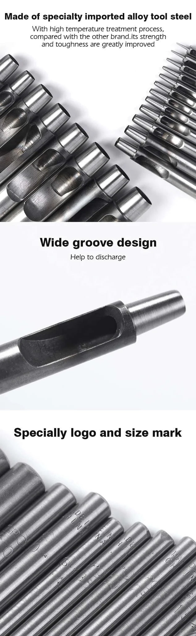 6-Piece Steel Hole Punch Set for Leather, Belts, Paper & Crafts-1-1.5-2-3-4-5mm / United States