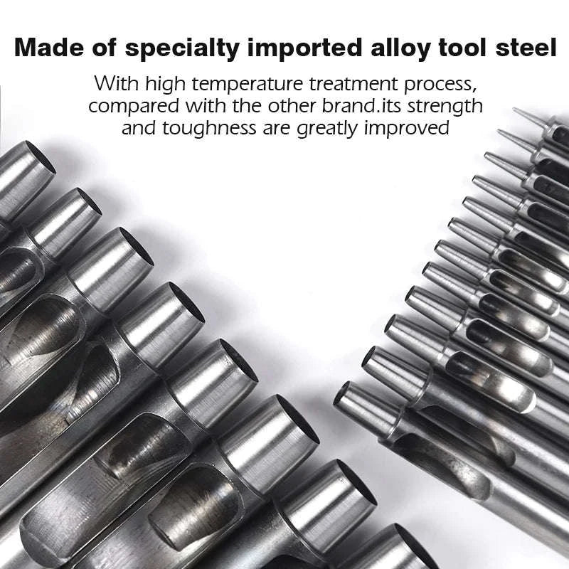 6-Piece Steel Hole Punch Set for Leather, Belts, Paper & Crafts-1-1.5-2-3-4-5mm / United States