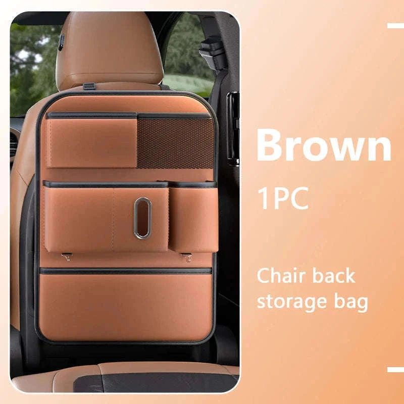 6-Pocket Car Seat Back Organizer-Brown