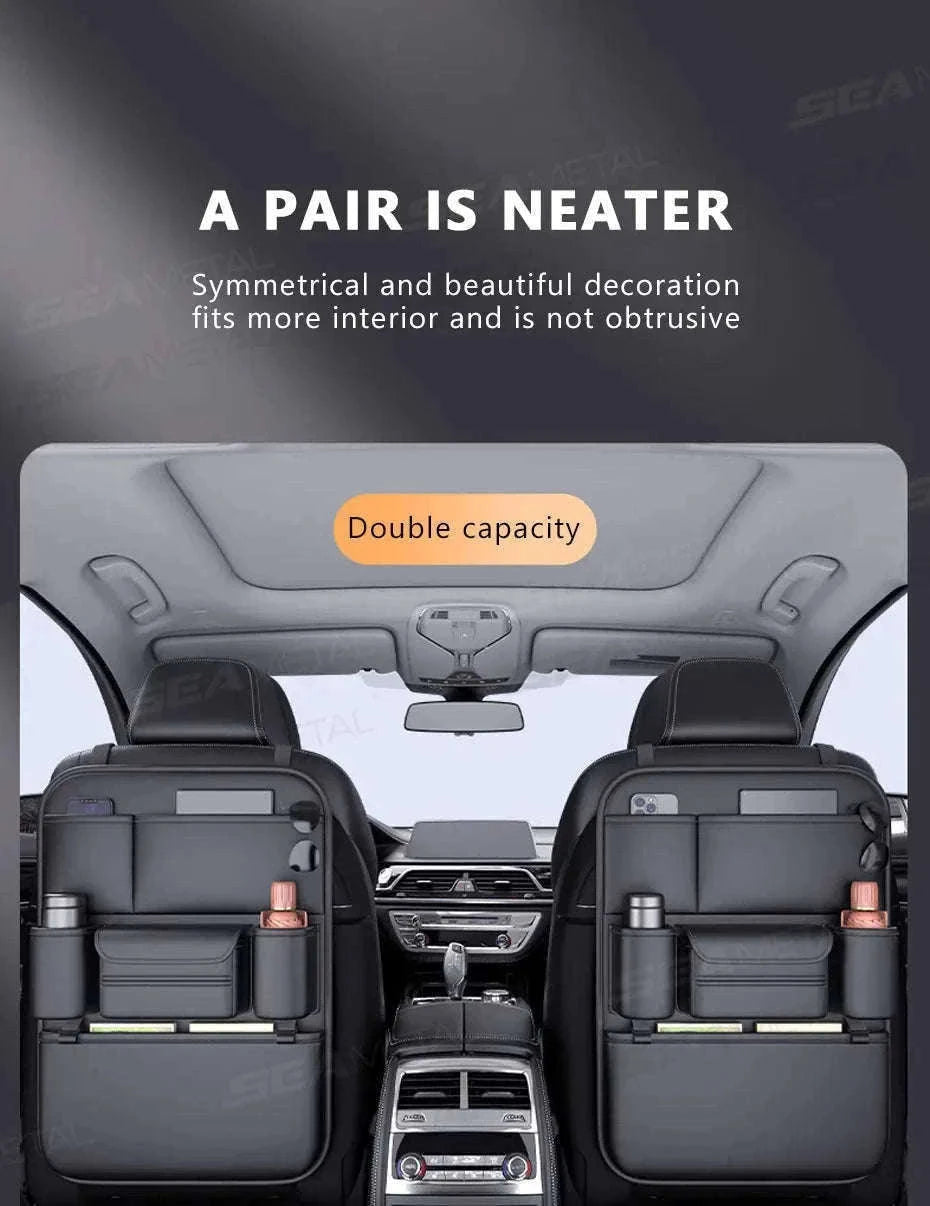 6-Pocket Car Seat Back Organizer with Tissue and Cup Holder-1 pc