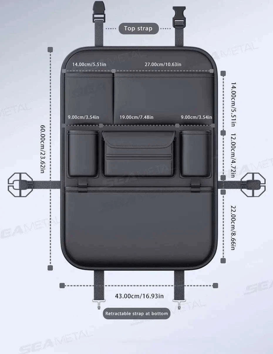 6-Pocket Car Seat Back Organizer with Tissue and Cup Holder-1 pc