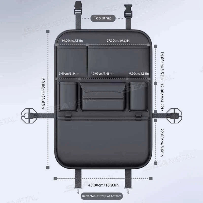6-Pocket Car Seat Back Organizer with Tissue and Cup Holder-1 pc