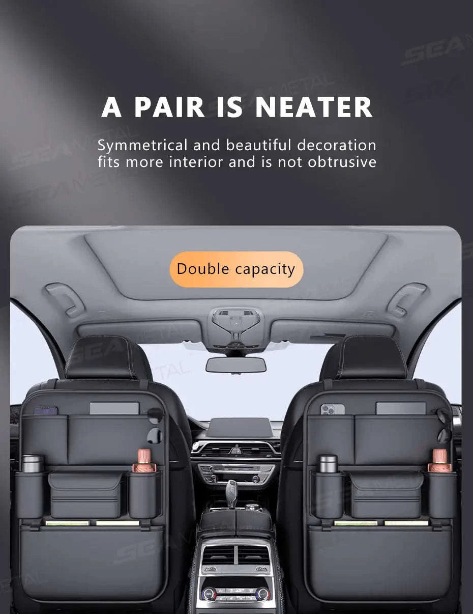 6-Pocket Car Seat Back Organizer with Tissue and Cup Holder-1 pc