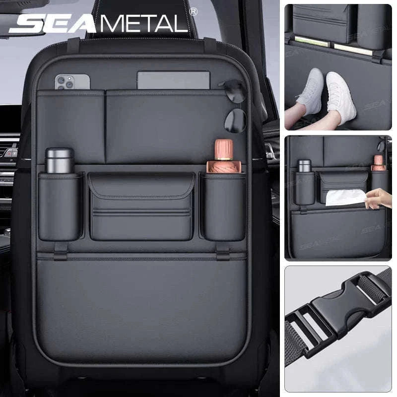 6-Pocket Car Seat Back Organizer with Tissue and Cup Holder-1 pc
