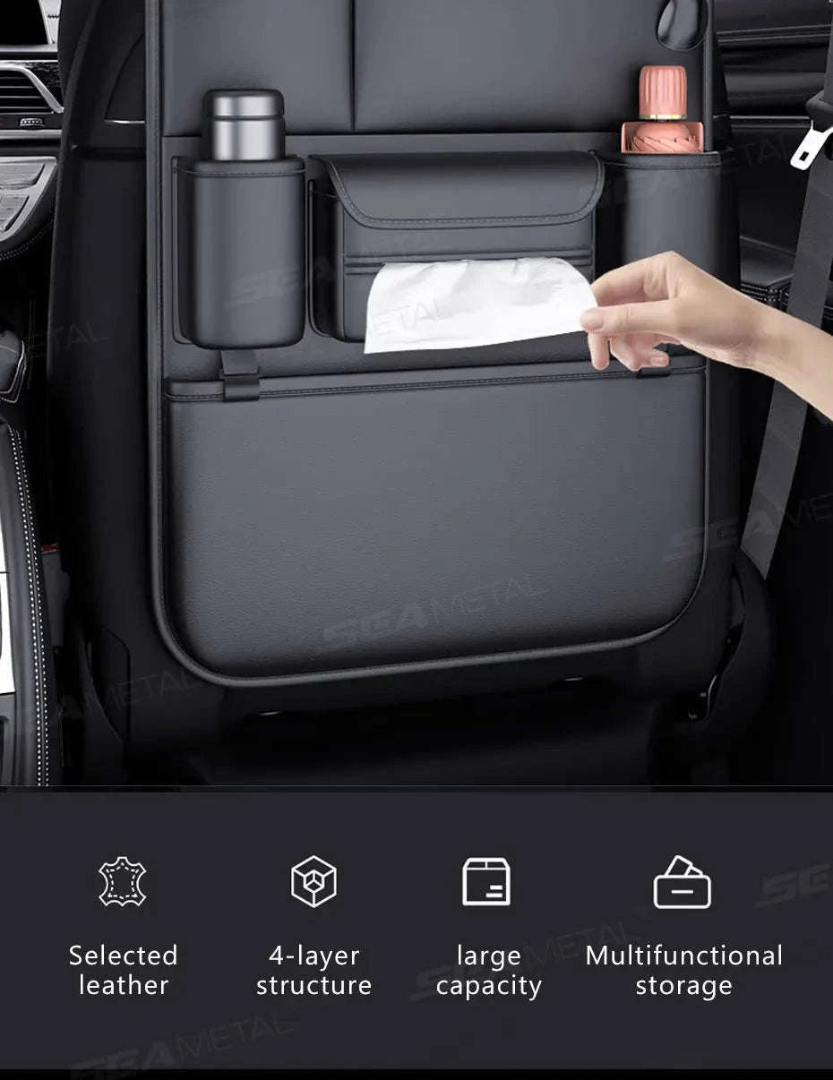 6-Pocket Car Seat Back Organizer with Tissue and Cup Holder-1 pc
