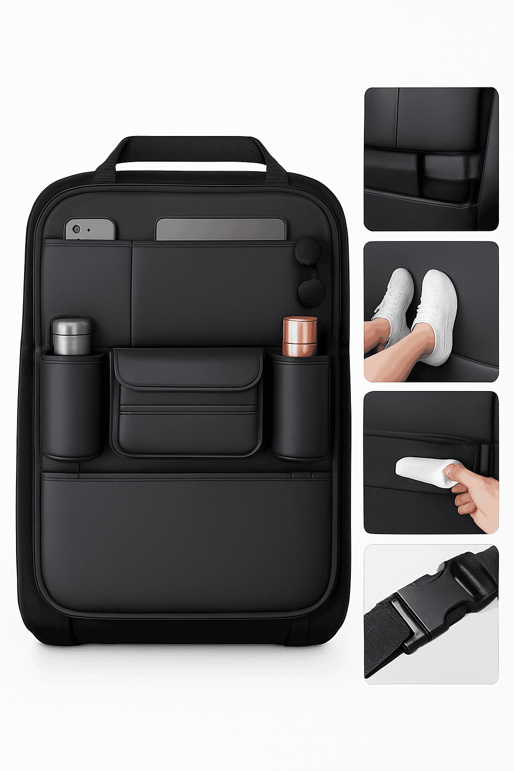 6-Pocket Car Seat Back Organizer with Tissue and Cup Holder-1 pc
