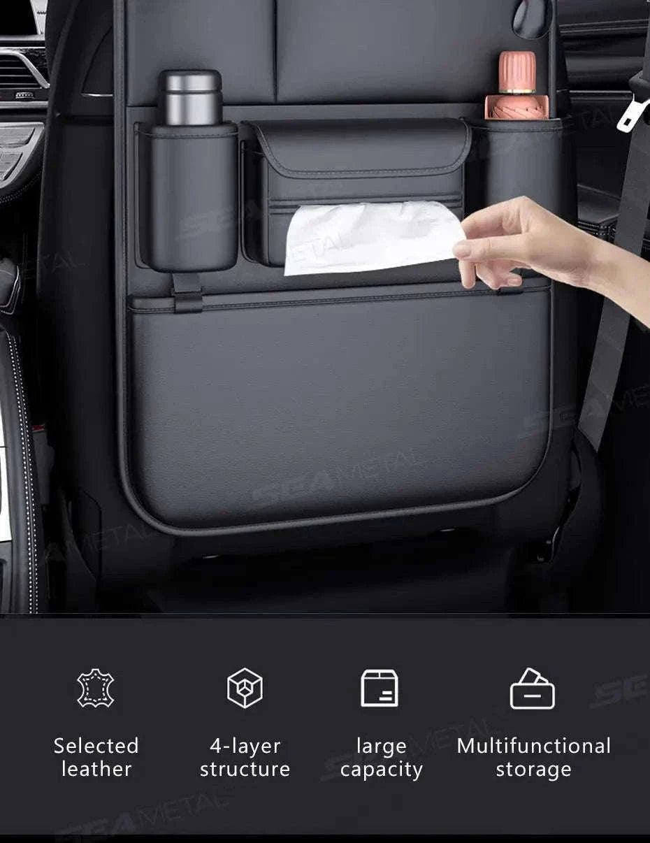 6-Pocket Car Seat Back Organizer with Tissue and Cup Holder-1 pc