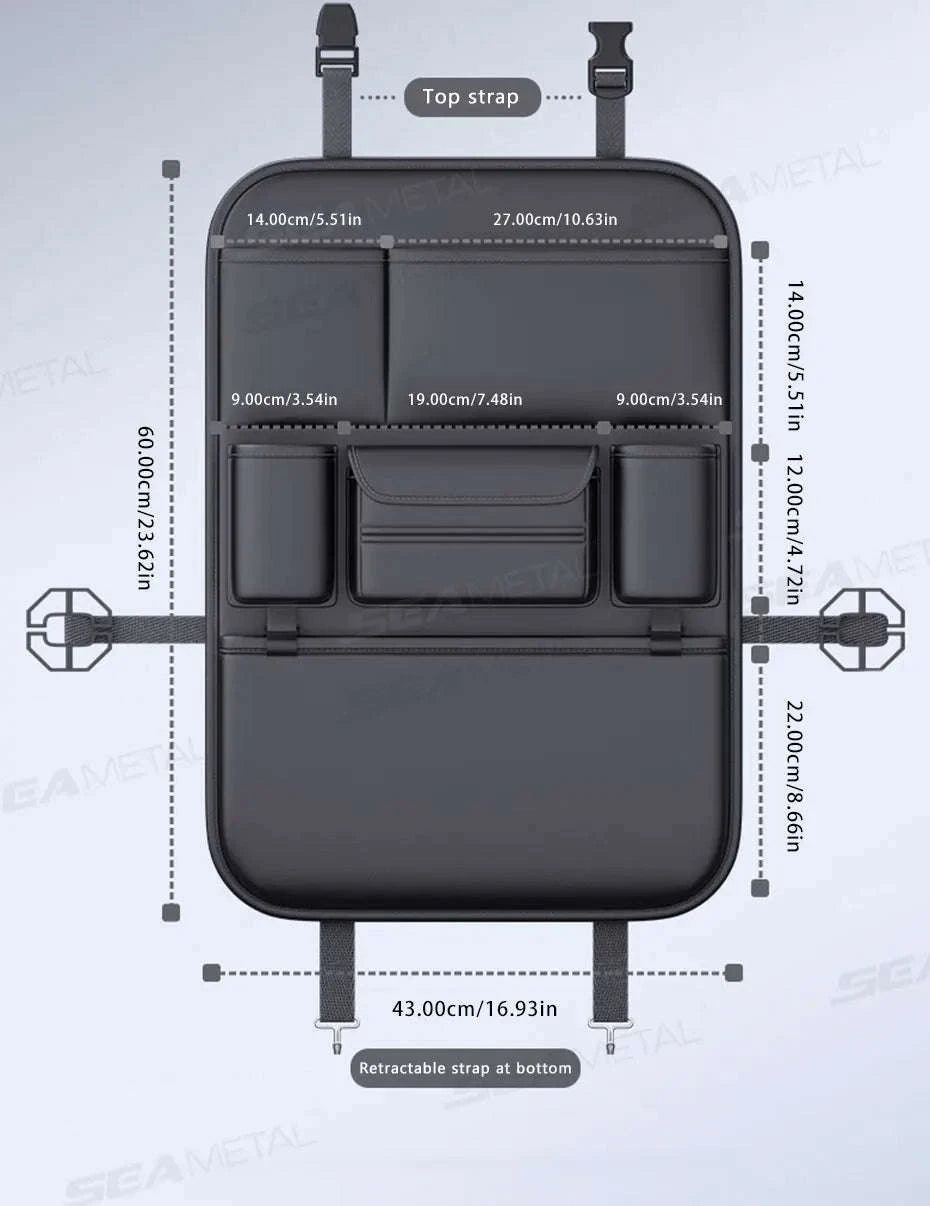 6-Pocket Car Seat Back Organizer with Tissue and Cup Holder-1 pc