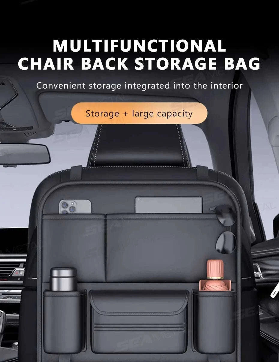 6-Pocket Car Seat Back Organizer with Tissue and Cup Holder-1 pc