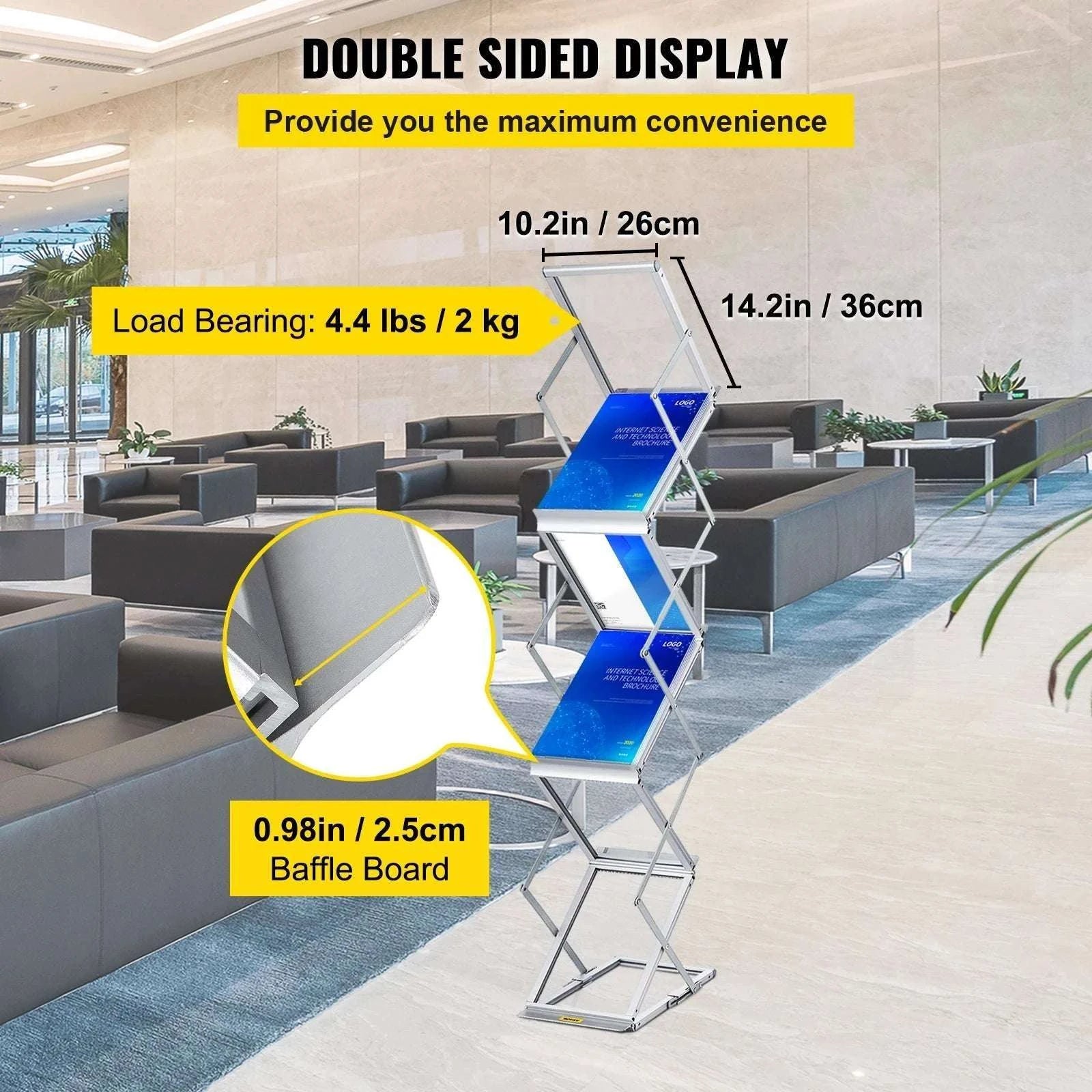 6 Pocket Foldable Literature Rack Stand with Carry Bag-GERMANY