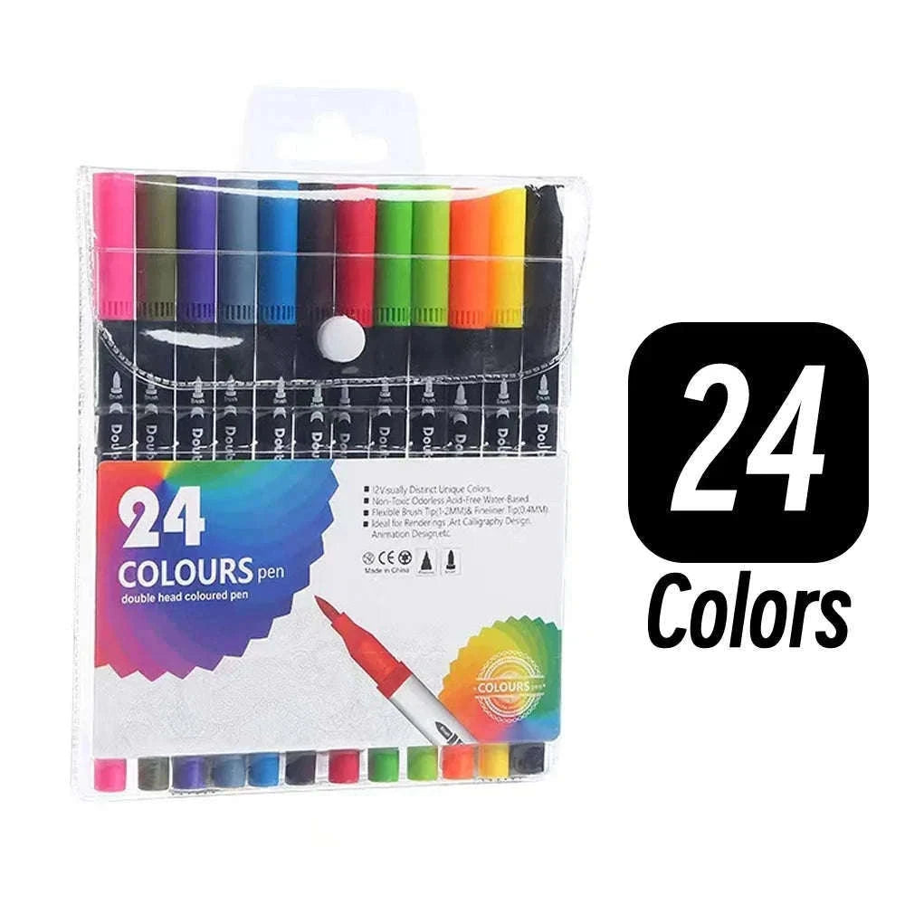 60-Color Double Head Markers Set for Drawing and Lettering-Black 60 CD Bag