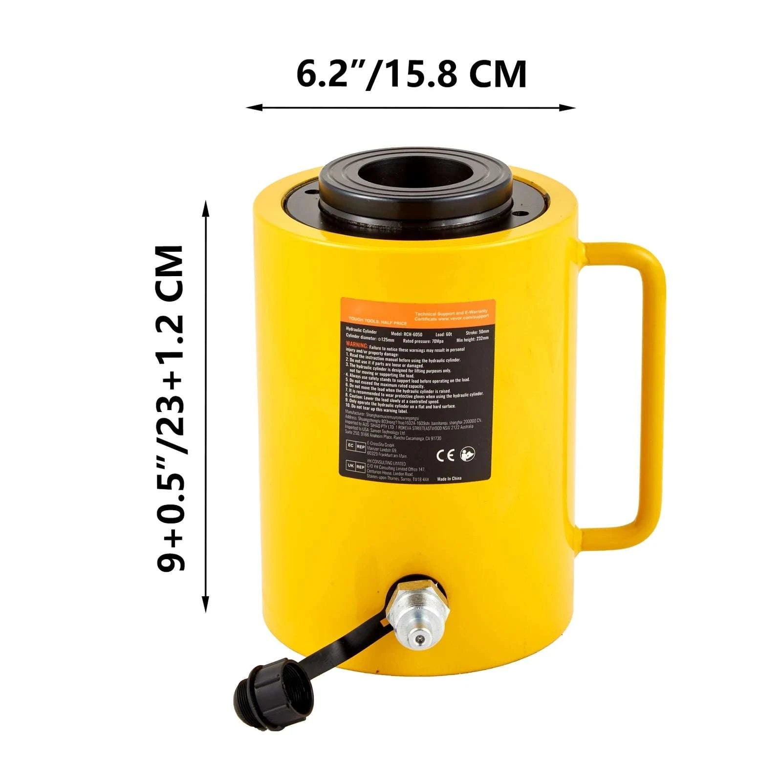 60 Ton Hydraulic Cylinder Jack 2 Inch Stroke Low Profile Ram-60 T 2 Inch / United States
