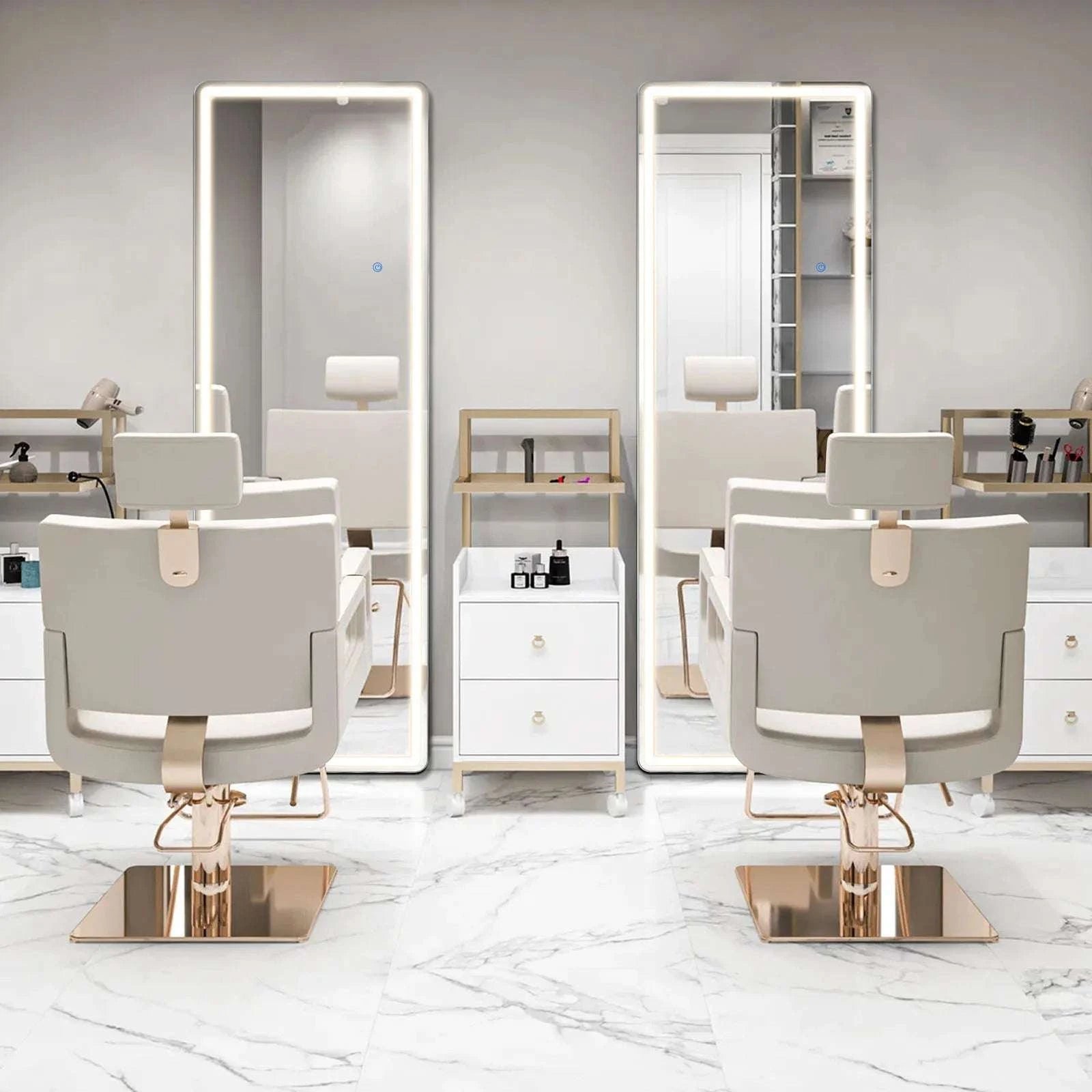 60" x 16" LED Full Length Mirror with 3 Color Dimming Lights-Arched / United States