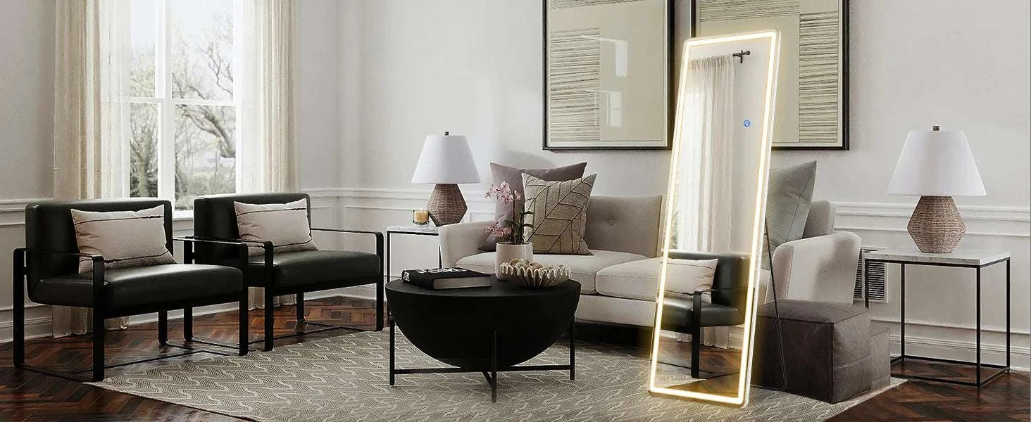 60" x 16" LED Full Length Mirror with 3 Color Dimming Lights-Arched / United States
