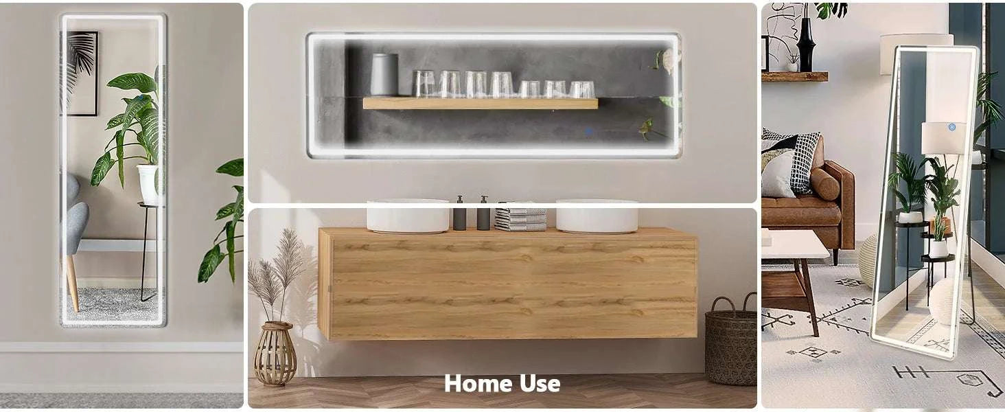 60" x 16" LED Full Length Mirror with 3 Color Dimming Lights-Arched / United States