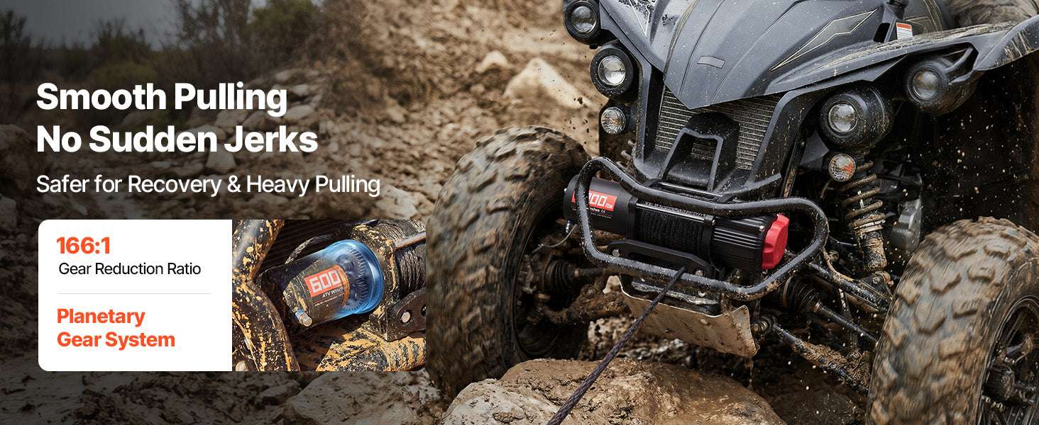 6000lb 12V ATV UTV Electric Winch with Remote & 49.2ft Cable-6000lbs / United States